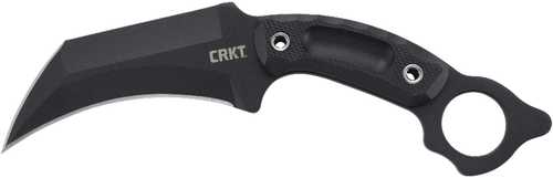 CRKT 2630 Du Hoc 5.10" Fixed Recurve Plain Black Powder Coat Sk5 Blade Grn Handle Textured